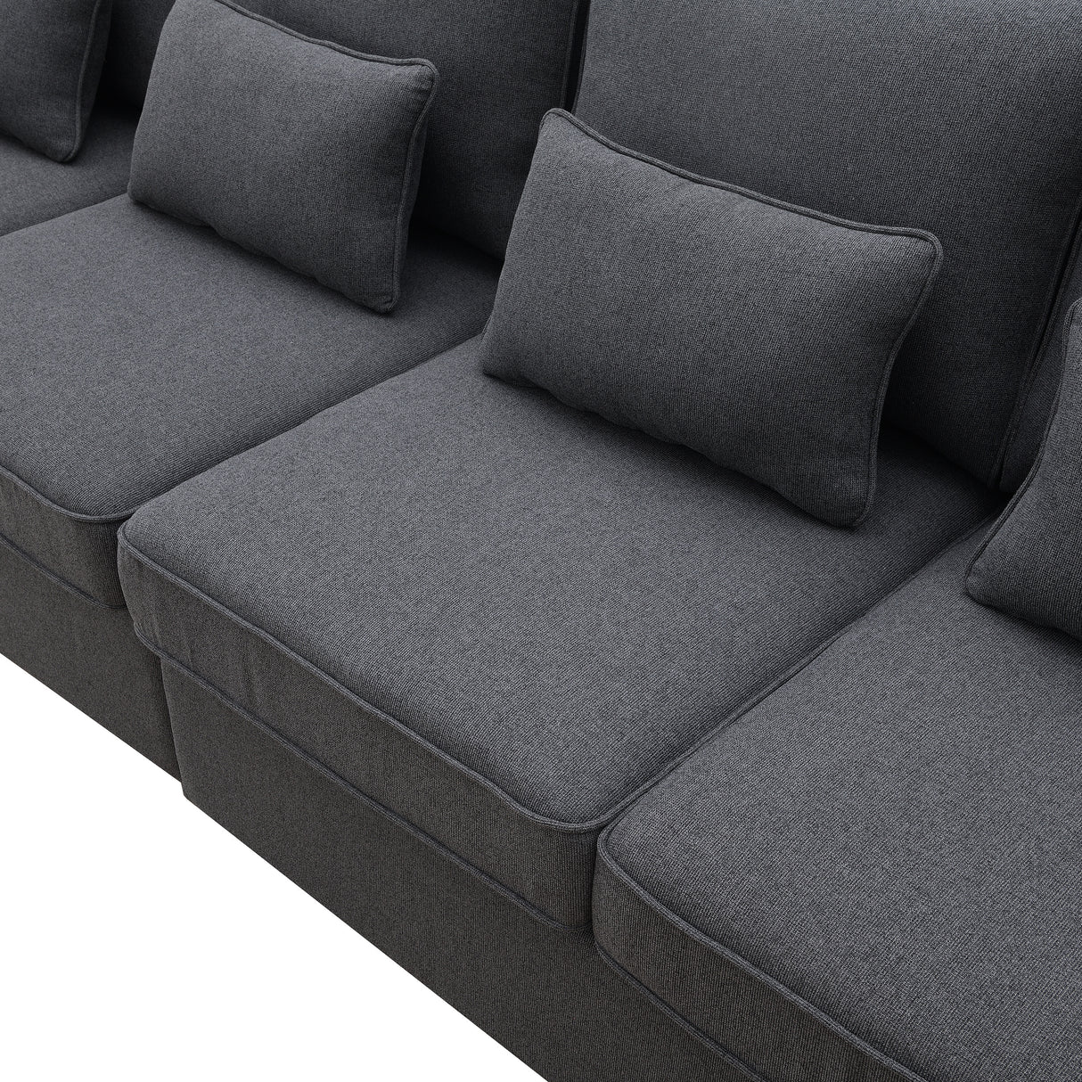 [VIDEO provided] [New] 104" 4-Seater Modern Linen Fabric Sofa with Armrest Pockets and 4 Pillows,Minimalist Style Couch for Living Room, Apartment, Office,3 Colors - Home Elegance USA