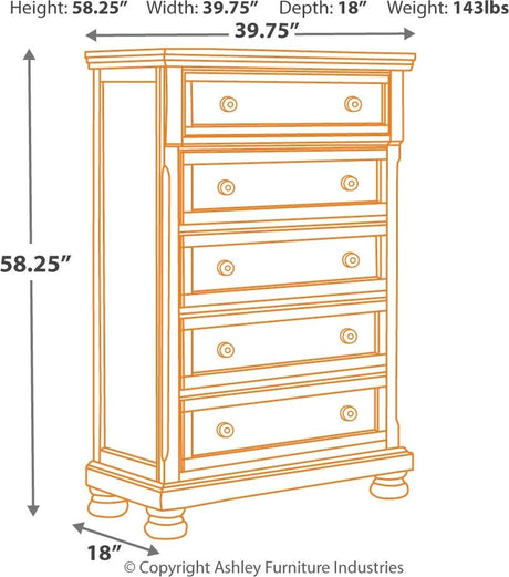 Porter - Rustic Brown - 6 Pc. - Dresser, Mirror, Chest, Queen Sleigh Bed With 2 Storage Drawers - Home Elegance USA