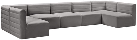 Quincy - Modular Sectional 7 Piece - Grey - Fabric - Home Elegance USA