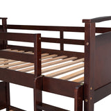 Twin-Over-Twin Bunk Bed with Twin size Trundle , Separable Bunk Bed for Bedroom - Espresso - Home Elegance USA