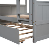 Full Over Full Bunk Bed with Twin Size Trundle, Gray ( old sku: LP000150AAE ) - Home Elegance USA