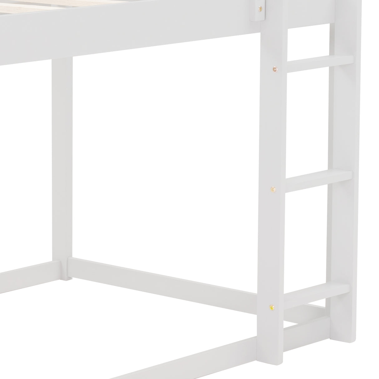 Twin over Twin Low Bunk Bed, House Bed with Ladder , White(OLD SKU:WF197808AAK) - Home Elegance USA