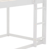 Twin over Twin Low Bunk Bed, House Bed with Ladder , White(OLD SKU:WF197808AAK) - Home Elegance USA