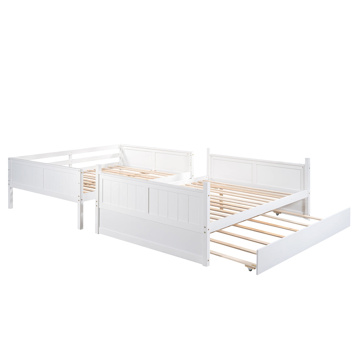 Full Over Full Bunk Bed with Twin Size Trundle, White ( old sku: LP000250AAK ) - Home Elegance USA