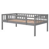 Twin-Over-Twin-Over-Twin Triple Bed with Built-in Ladder and Slide, Triple Bunk Bed with Guardrails, Gray(OLD SKU: LP000051AAE) - Home Elegance USA