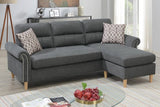 Slate Color Polyfiber Reversible Sectional Sofa Set Chaise Pillows Plush Cushion Couch Nailheads - Home Elegance USA