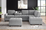 Orisfur. Modern Sectional Sofa with Reversible Chaise, L Shaped  Couch Set with Storage Ottoman and Two Cup Holders for Living Room - Home Elegance USA