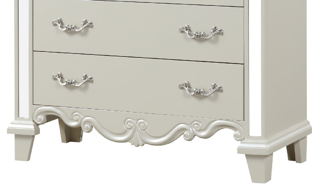 Milan Mirror Framed Chest made with Wood in White - Home Elegance USA