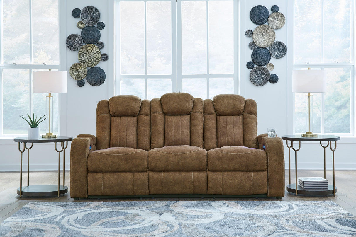 Wolfridge - Brindle - 2 Pc. - Power Reclining Sofa, Power Reclining Loveseat With Console - Home Elegance USA