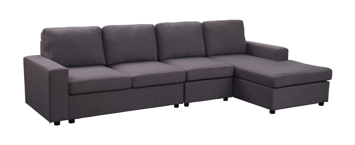 Dunlin Sofa with Reversible Chaise in Dark Gray Linen - Home Elegance USA