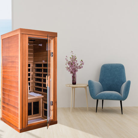 One person red cedar far infrared sauna room