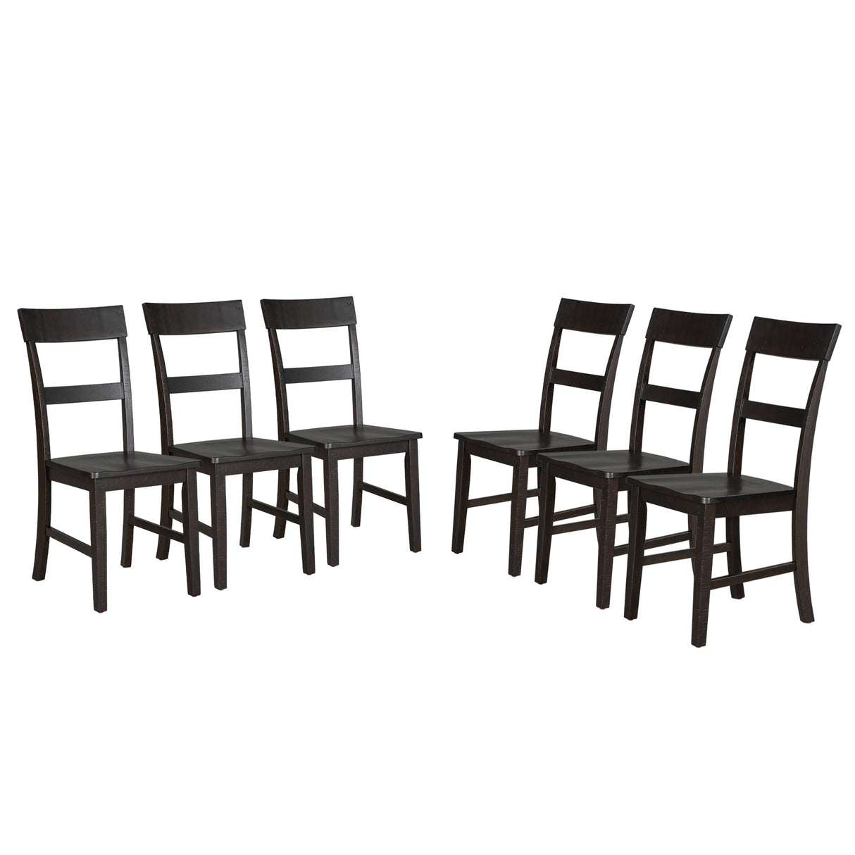 TREXM Industrial Style Wood Dining Chairs with Ergonomic Design, Set of 6 (Espresso) - Home Elegance USA