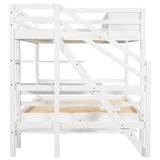 Twin over Full Bunk Bed with Staircase and Built-in Storage Cabinets,White - Home Elegance USA