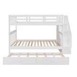 Stairway Full-Over-Full Bunk Bed with Twin size Trundle, Storage and Guard Rail for Bedroom, Dorm - White(OLD SKU :LP001210AAK) - Home Elegance USA