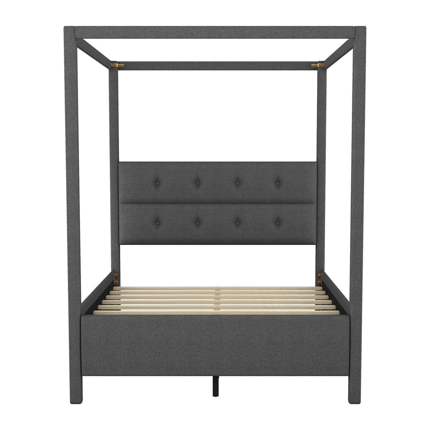 Full Size Upholstery Canopy Platform Bed with Headboard,Gray - Home Elegance USA