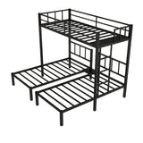 Twin over Twin & Twin Bunk Beds for 3, Twin XL over Twin & Twin Bunk Bed Metal Triple Bunk Bed, Black (Pre-sale date: June 10th) - Home Elegance USA