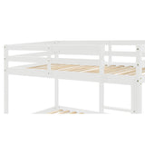 Twin over Twin Floor Bunk Bed, White(Old Sku:W50430320) - Home Elegance USA