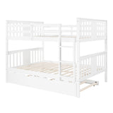 Full over Full Bunk Bed with Twin Size Trundle and Ladder-White(Old SKU: LP000204AAK) - Home Elegance USA