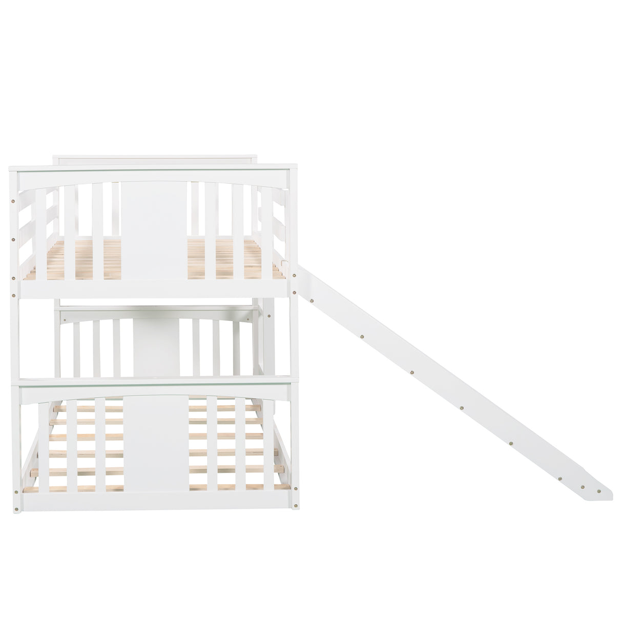 Twin Over Twin Bunk Bed with Slide and Ladder, White (Old SKU：LP000108AAK) - Home Elegance USA