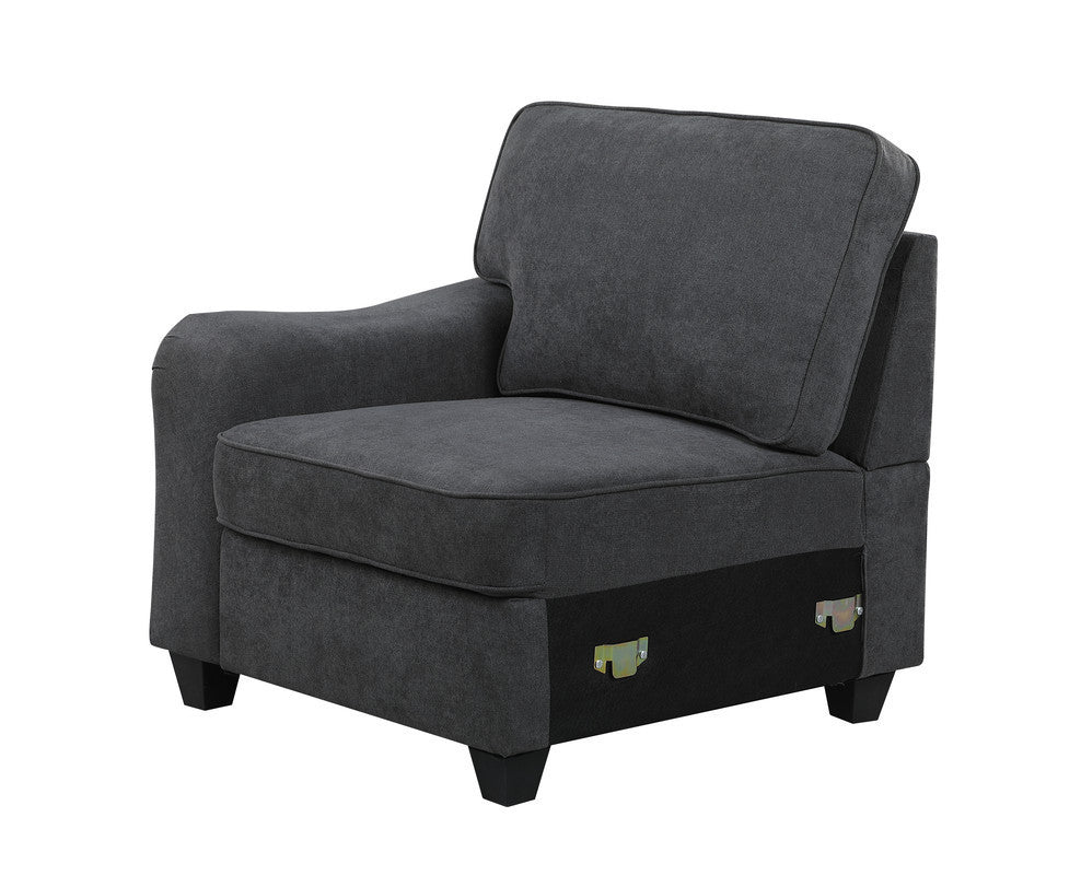 Leo Dark Gray Woven 7Pc Modular L-Shape Sectional Sofa and Ottoman - Home Elegance USA
