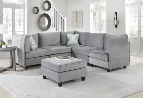 Zelmira Gray Velvet 6Pc Modular Sectional Sofa - Home Elegance USA