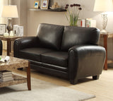 Modern Living Room Furniture 1pc Loveseat Black Faux Leather Covering Retro Styling Furniture Home Elegance USA