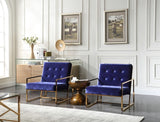 Modrest Samara Modern Blue & Gold Accent Chair - Home Elegance USA