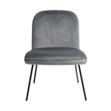 Set of 2 Accent Chair Soft Velvet Leisure Chair Upholstered Dining Chair with Backrest Armrest, Grey - Home Elegance USA