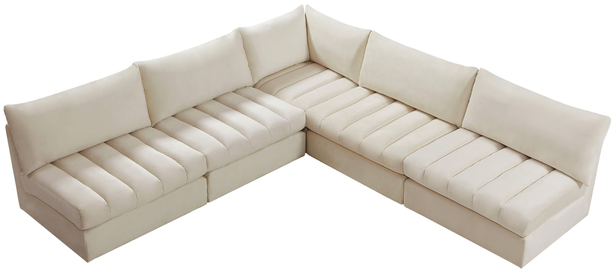 Jacob - Modular Sectional 5 Piece - Cream - Fabric - Modern & Contemporary - Home Elegance USA