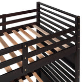 Twin over Twin Wood Bunk Bed with Two Drawers - Espresso· - Home Elegance USA