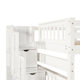 Full Over Full Bunk Bed with Shelves and 6 Storage Drawers, White(Old SKU：LP000046AAK) - Home Elegance USA