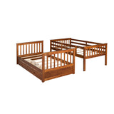 Twin-Over-Twin Bunk Bed with Ladders and Two Storage Drawers (Walnut) - Home Elegance USA