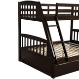 TOPMAX Solid Wood Twin Over Full Bunk Bed with Two Storage Drawers, Espresso