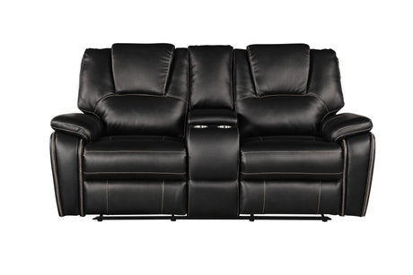 Hong Kong Power Reclining Loveseat made with Faux Leather in Black Home Elegance USA