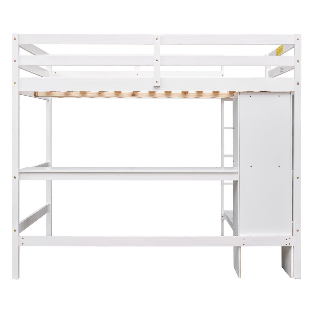 Full Size Loft Bed with Multifunction Shelves and Under-bed Desk, White - Home Elegance USA