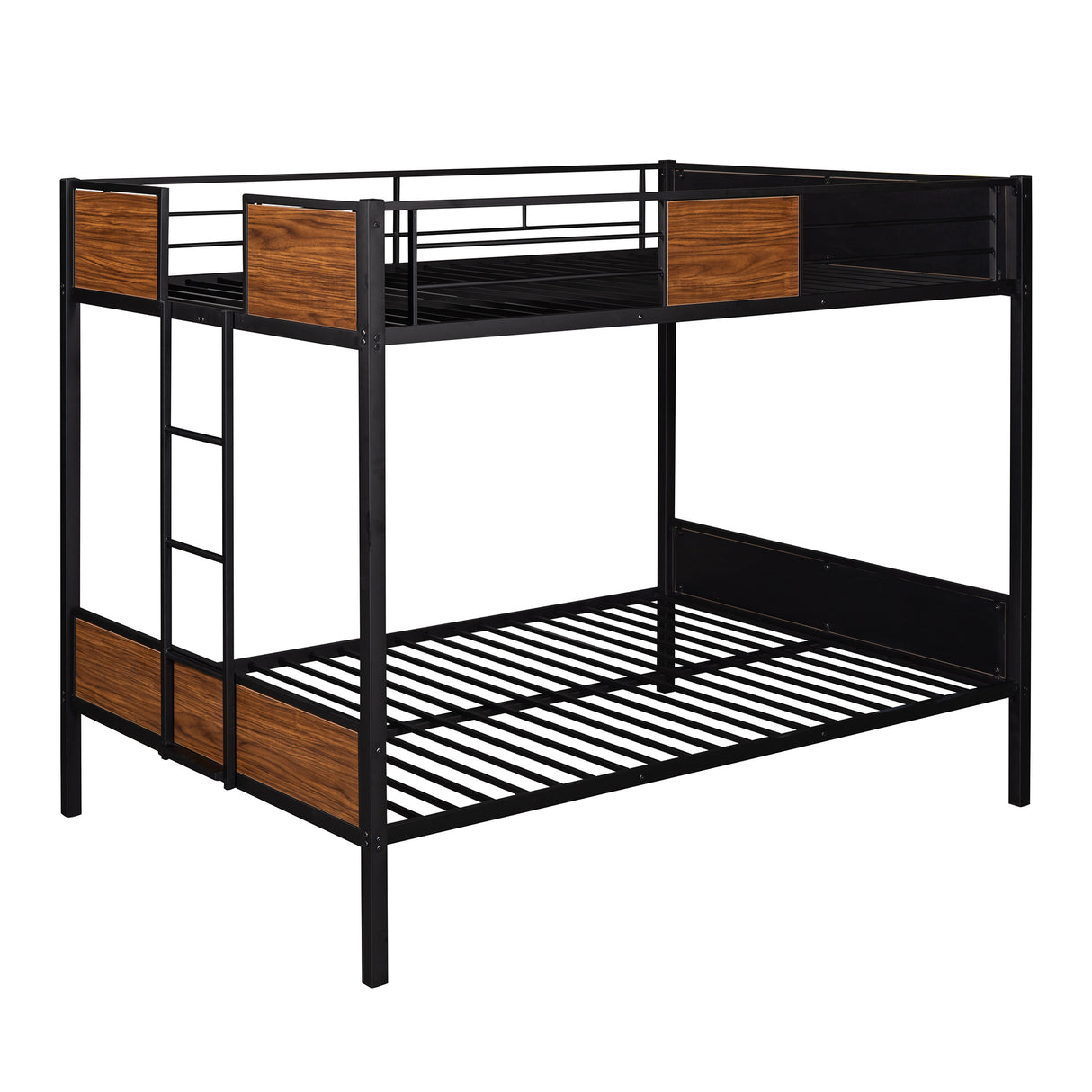 Full-over-full bunk bed modern style steel frame bunk bed with safety rail, built-in ladder for bedroom, dorm, boys, girls, adults(OLD SKU: MF190840AAD) - Home Elegance USA