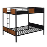 Full-over-full bunk bed modern style steel frame bunk bed with safety rail, built-in ladder for bedroom, dorm, boys, girls, adults(OLD SKU: MF190840AAD) - Home Elegance USA