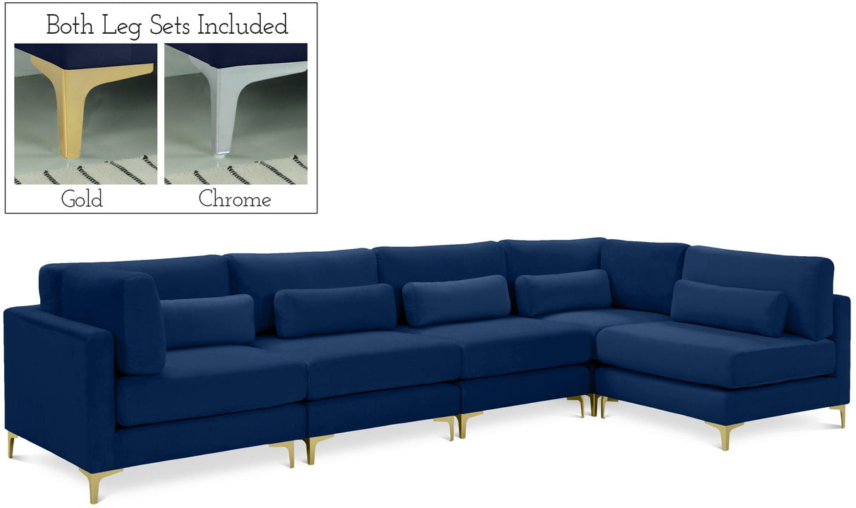 Julia - Modular Sectional 5 Piece - Navy - Home Elegance USA