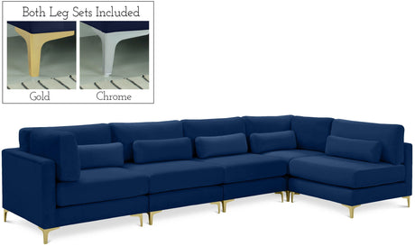 Julia - Modular Sectional 5 Piece - Navy - Home Elegance USA