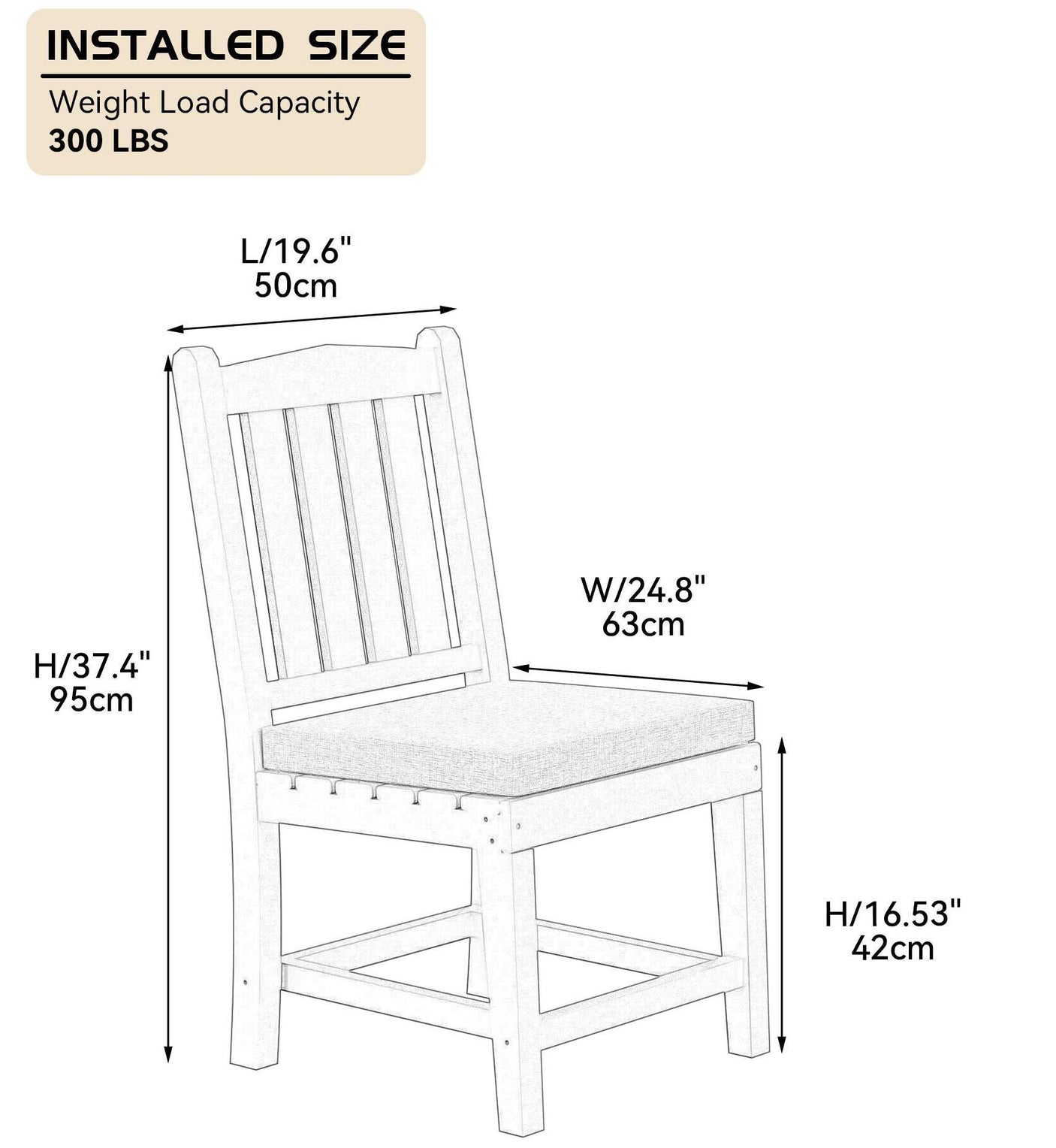 HDPE Dining Chair, Gray, With Cushion, No Armrest, Set of 2