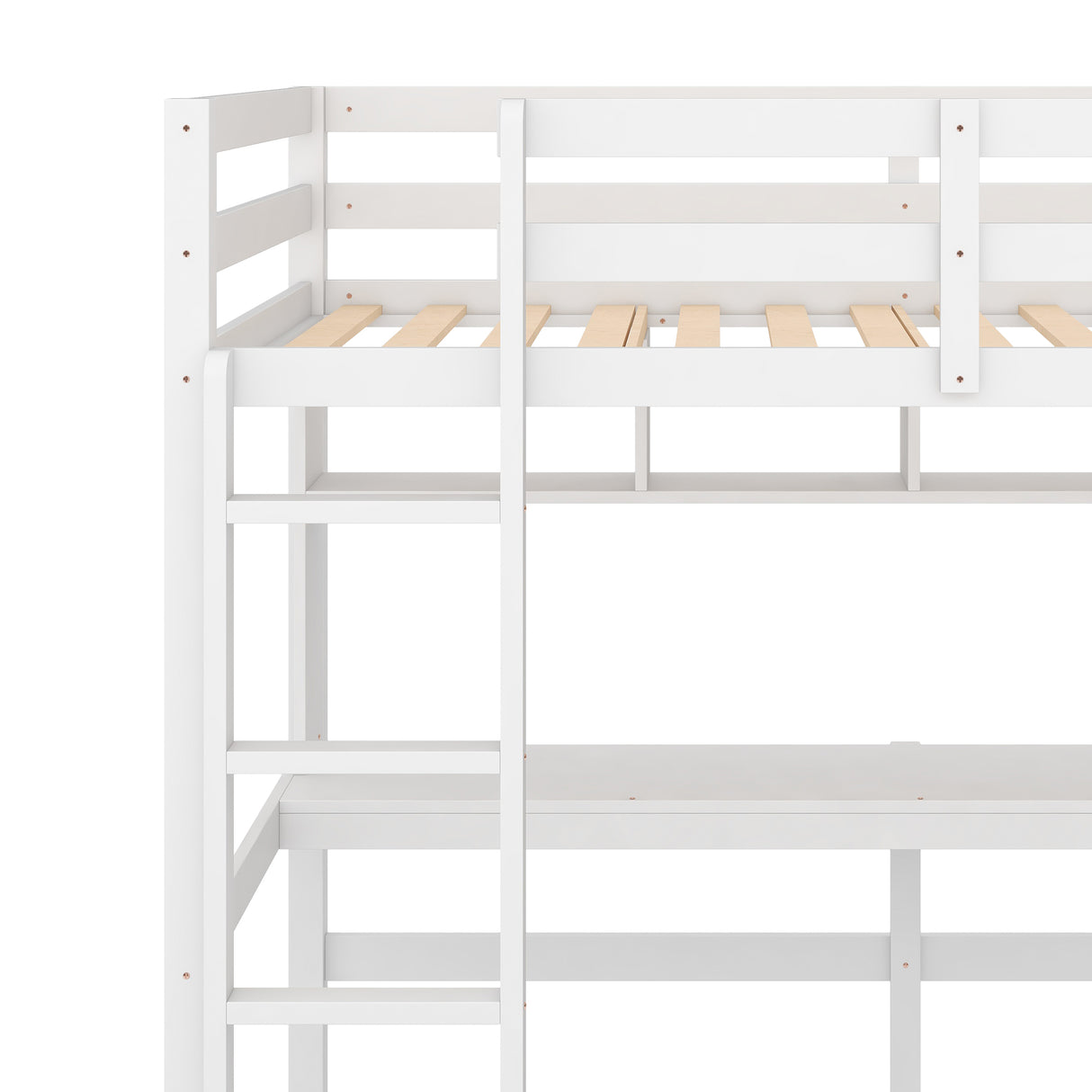 Twin Size Loft Bed with Convenient Desk, Shelves, and Ladder, White(Similar SKU:SM001302AAK) - Home Elegance USA