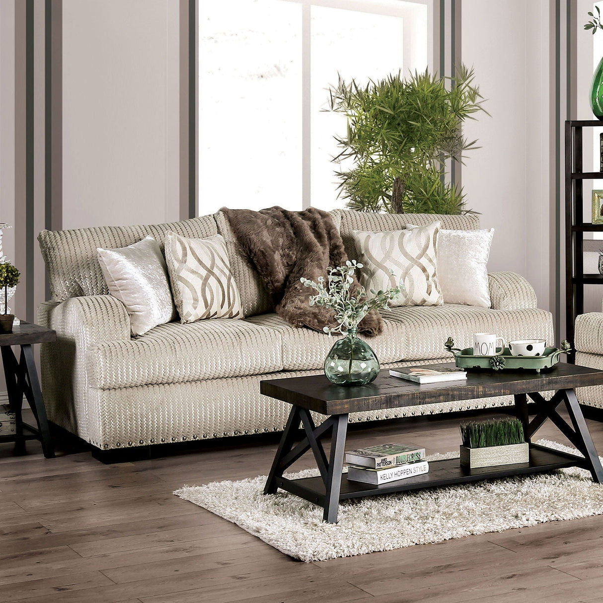 Zayla - Sofa & Loveseat - Golden Ivory - Home Elegance USA