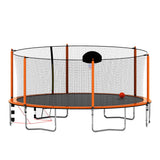 16FT Trampoline with Basketball Hoop pump and Ladder(Inner Safety Enclosure) with soccer goal orange - W550S00020 - image - 3