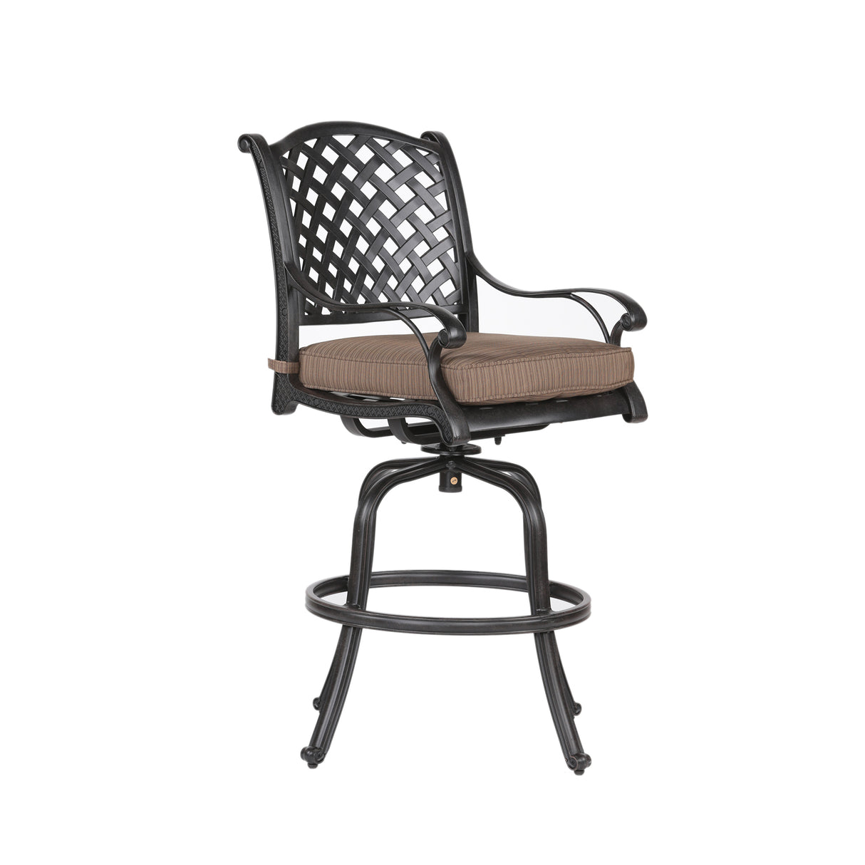 Patio Outdoor Aluminum Bar Stool With Cushion, Set of 2, Dupione Brown - Home Elegance USA