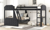 L-Shaped Twin over Full Bunk Bed and Twin Sie Loft Bed with Desk,Black - Home Elegance USA