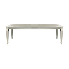 Modern Glam Design 1pc Dining Table with Extension Leaf Silver Finish Acrylic Inset Framing Dining Room Furniture - Home Elegance USA