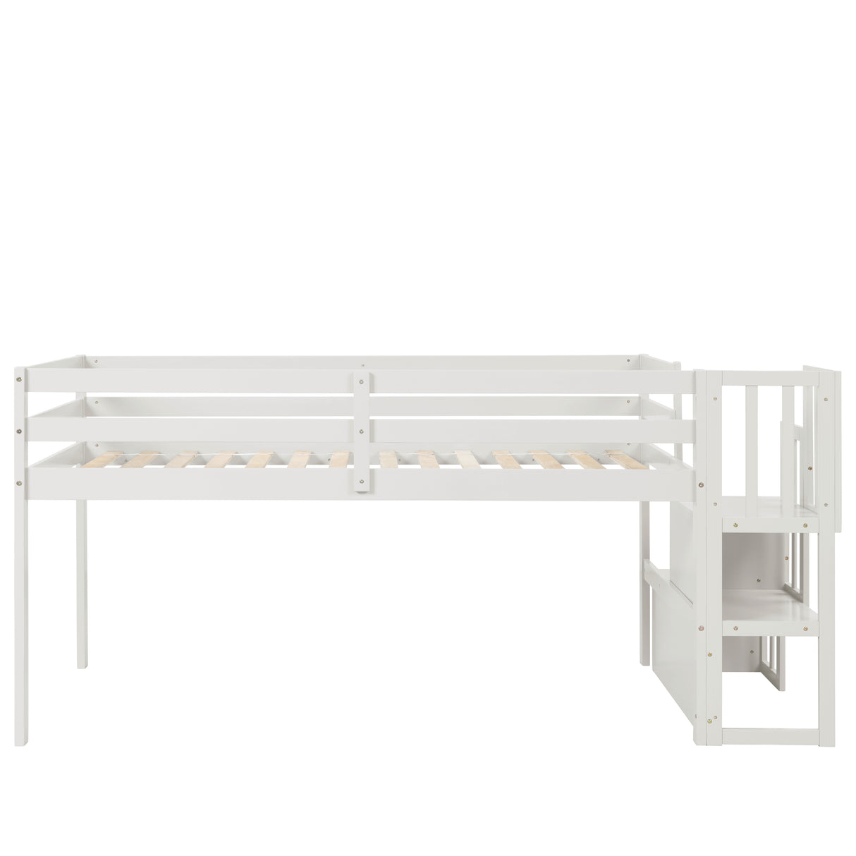 Loft bed with staircase , White - Home Elegance USA