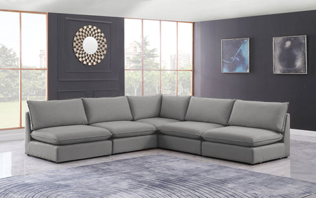 Mackenzie - Modular Sectional 5 Piece - Gray - Fabric - Modern & Contemporary - Home Elegance USA