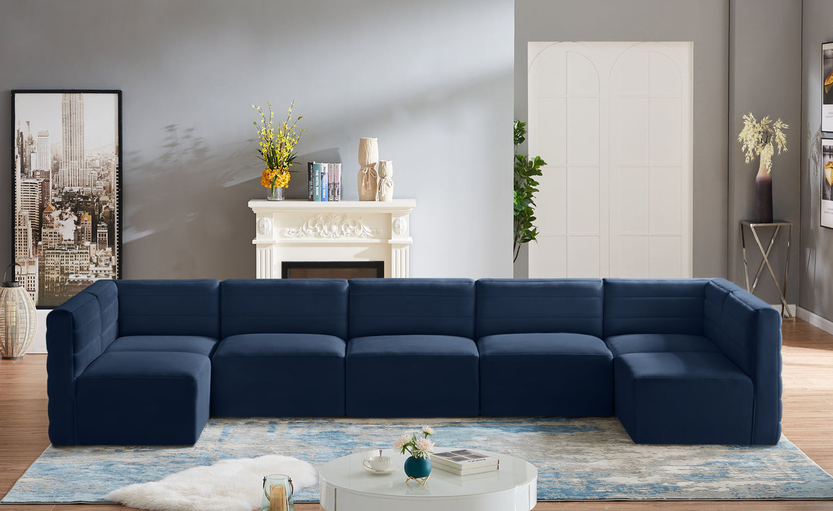 Quincy - Modular Sectional 7 Piece - Navy - Fabric - Home Elegance USA