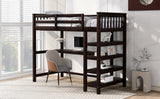 Twin Size Loft Bed with Storage Shelves and Under-bed Desk, Espresso(OLD SKU:SM000245AAP-1) - Home Elegance USA